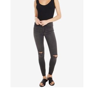 Madewell Black Distressed High Rise Skinny Jeans